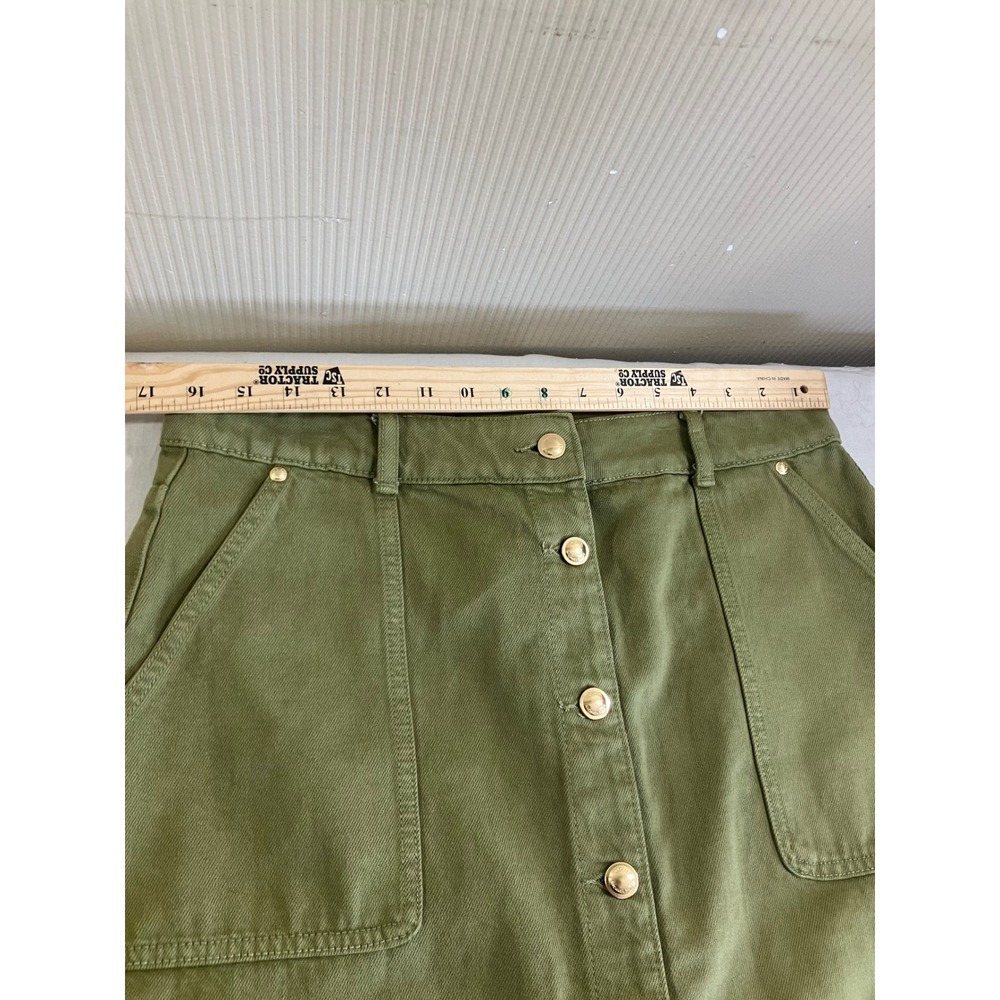 Michael Kors Womens Olive Green Cotton Button Front Midi Pencil Skirt Size 12 - Picture 3 of 9